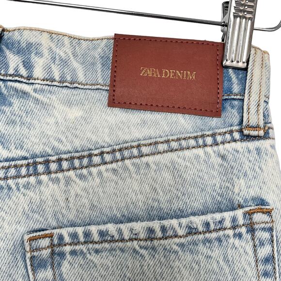 Zara High Rise Skinny Jeans Sz 6 Distressed Light Wash Blue Rigid Denim - Picture 9 of 11